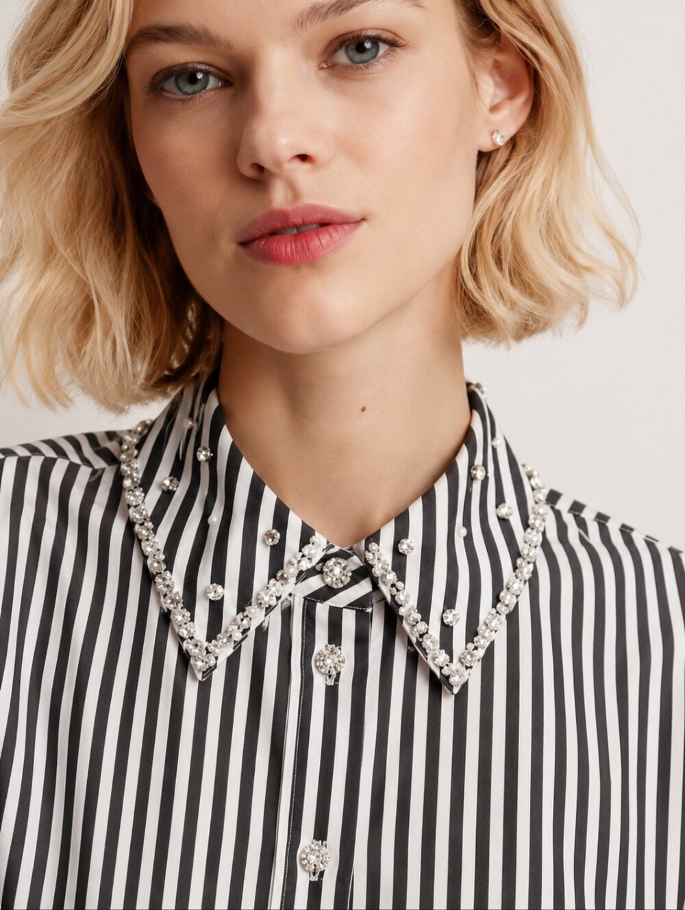 NWT $278 Kate Spade Acrobat Stripe Embellished Shirt Size Small